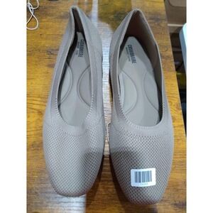 CUSHIONAIRE Women's Memory Foam Ensley Knit Flats Comfort,Beige 10M US